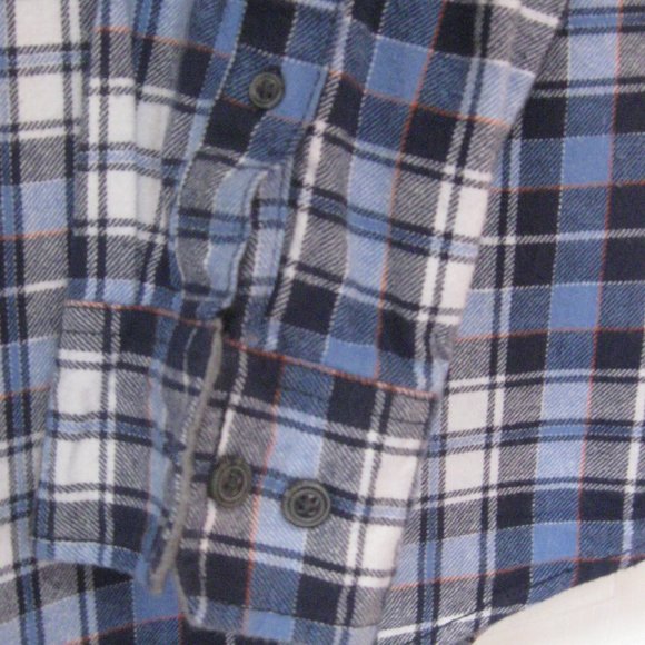 Mens Eddie Bauer Blue Plaid Flannel Shirt sz L - Picture 3 of 10